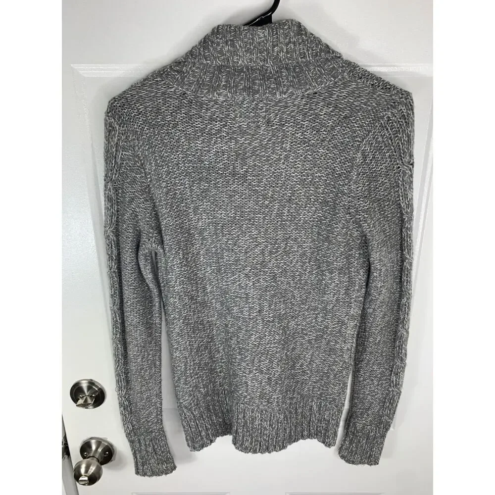 St Johns Bay womens Cable Knit Button-Up Cardigan size PS Grey Acrylic - Picture 2 of 7
